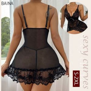 Nouvel ensemble de lingerie de nuit 2 pièces pour femme, grande taille, avec bretelles en dentelle et soutien-gorge triangle uni, à prix abordable - Product Image 4