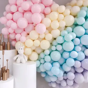 balon aneka 100pcs Suppliers-Grosir Balon Macaron 12 Inci 100 Buah/Tas Balon Lateks Pastel Balon Pesta Macaroon untuk Dekorasi Baby Shower