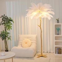 Chambre Vibe Corner Rgb Luxe Moderne Nordique Led Debout Arc Arbres Lumière pour La Maison Plume D'autruche Lampadaire