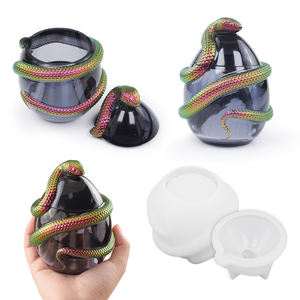 DM1142 DIY Snake <strong>Egg</strong> Shaped Concrete Candle Jar Silicone <strong>Mold</strong> 3D Gypsum Resin Jewelry Storage Box With Lids Vessel <strong>Molds</strong> - Product Image 2