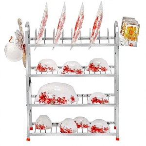 Égouttoir à vaisselle en métal à 4 niveaux, organisateur de cuisine multifonctionnel avec porte-ustensiles et crochets pour tasses - Product Image 3