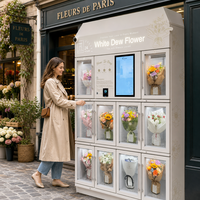 Kiosque de vente de fleurs intelligent à surveillance à distance basé sur le cloud avec verre anti-buée et tailles de casiers réglables pour les fleuristes