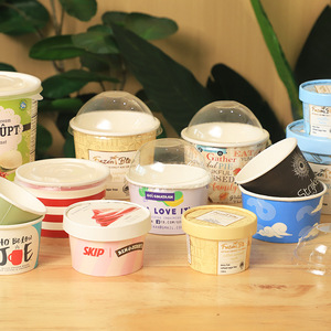 Ciotola di Carta Personalizzata Bianca Rivestita per Alimenti con Stampa CMYK e Coperchio Trasparente per Gelato - Product Image 2