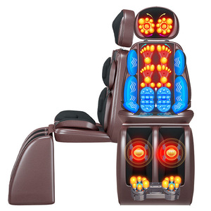 Massage Chair Full Body Heating Massage Neck Waist Back Legs Foot Vibration Hot Compress Plug-In Brown - Product Image 1