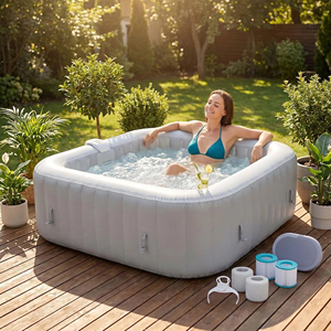 Baignoire <span class=keywords><strong>gonflable</strong></span> portable en PVC laminé de 240 gallons <span class=keywords><strong>pour</strong></span> extérieur, piscine chauffante, <span class=keywords><strong>spa</strong></span> de massage avec accessoires - Product Image 6