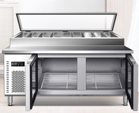 Table de préparation réfrigérée commerciale avec refroidissement par air pour la préparation de pizzas et de salades, modèle de comptoir
