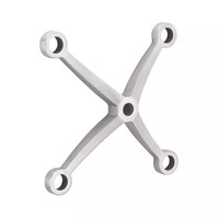 Mur-rideau en verre à fixation ponctuelle en acier inoxydable, système araignée à 4 voies, finition miroir satiné, auvent en verre