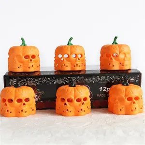 Cheap Halloween Light Up Toys Plastic Hollow Skull Pumpkin Electronic Candle Lamp Decorations