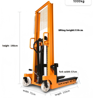 Apilador Manual de Palets con Elevación Hidráulica y Pedal, Ideal para Manejo de Materiales en Exteriores, Pavimentos y Almacenes