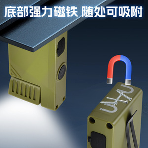 Mini <b>Flashlight</b> Type C Rechargeable <b>LED</b> Outdoor Keychain Light Military Green High Brightness Dual Light Source Handheld Lamp - Product Image 2