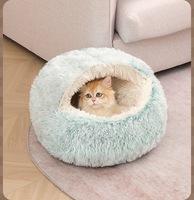 Halbgeschlossenes Katzenbett für Winterwärme Langes Plüsch-Katzenbett und Hundebett