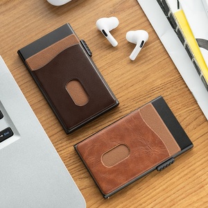 TILONSTAR TVC305 Wholesale Pop up RFID Blocking Aluminium Men Credit <b>Card</b> <b>Holder</b> With Leather Money Pocket - Product Image 5