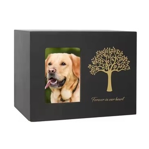 Urnas animais para gato Pet cremação caixa Urnas gato preto feito de madeira para cinzas - Product Image 2