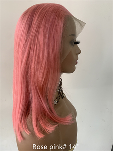 <span class=keywords><strong>Perruque</strong></span> Lace Frontale DX012 Dyna Street Bob Rose Poudré, Cheveux Humains <span class=keywords><strong>Harley</strong></span> Bob 14 pouces pour Femmes Noires, Chapeau Bob Jacquemus - Product Image 2