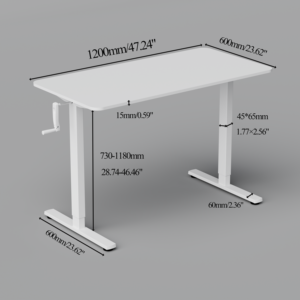 Bureau ergonomique à hauteur réglable à manivelle en acier inoxydable robuste, avec un grand espace de travail pour le travail à domicile, le travail indépendant et l'éducation à domicile - Product Image 5