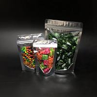 Lot de 100 sachets refermables à fond plat en Mylar avec fenêtre, qualité alimentaire, impression hélio pour stockage alimentaire et emballage pour petites entreprises
