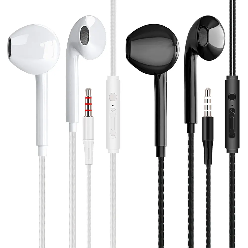 Auricolari cablati da 3.5mm auricolari Stereo bassi cuffie sportive con microfono cuffie per Iphone Samsung Xiaomi Huawei Pc