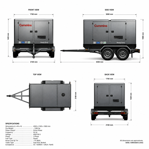 Générateur électrique diesel portable silencieux Cummins Weichai Yuchai Kofo Sdec, puissance de 13,5 kVA à 88 kVA, 1500/1800 tr/min, fréquence 50/60 Hz - Product Image 1