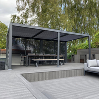 Sistema de Techo de Láminas Motorizado, Impermeable y de Lujo Moderno, Pérgola Bioclimática de Aluminio para Jardín, Patio o Villa
