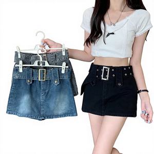 Minigonna in Denim Vintage a Vita Alta, Novità Estate 2022, Linea ad A, Asciugatura Rapida, con Cerniera, Pantaloncini Aderenti da Donna - Product Image 1