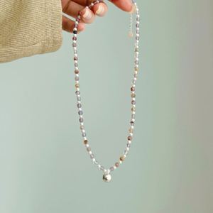 Dylam Top Jewellery Elegant Charm Sterling Silver <b>Bead</b> Beaded Pearl Natural Amethyst Beaded <b>Necklace</b> for Women Daily Wear - Product Image 2