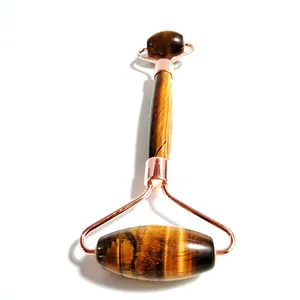 HZ 100% Reliable Yellow Tiger Eye Roller Facial Massage Roller large crystal