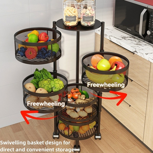 Estante de almacenamiento de cocina de acero al carbono de 5 capas, estantes giratorios para verduras, organizador doméstico, diseño OEM - Product Image 5