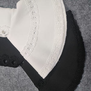 C2614 Set Estivo Casual da <span class=keywords><strong>Donna</strong></span> in Due Pezzi, Bianco e Nero, con Maniche a Campana, Lacci e Dettagli Traforati, Slim Fit, Eco-Friendly - Product Image 6