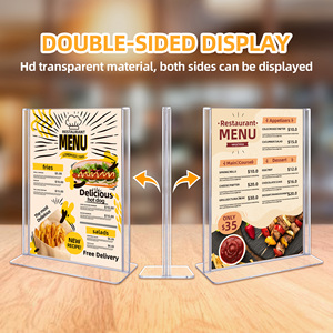 A5 Acrílico Vertical Claro Mesa Menú Pantalla Soporte de plástico de doble cara Adecuado para restaurante Oficina Tienda - Product Image 5