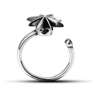 Anillos Ajustables de Acero Inoxidable 316L Resistentes al Agua, Forma de Hexagrama, Textura Retro, Joyería de Moda para Hombres y Mujeres, Uso Diario - Product Image 4