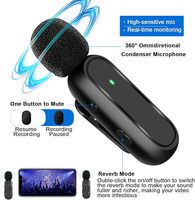 Stock K61 Microphone Lavalier professionnel sans fil pour téléphone avec adaptateur inclus Réduction du bruit Plug-Play Clip on Lapel Mic
