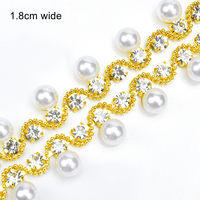 Chaîne de perles en verre et strass, garniture de perles blanches, franges de perles, ceinture décorative pour vêtements, chaussures, embellissement DIY