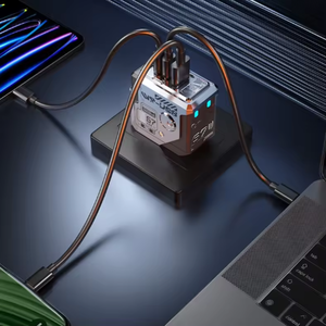 Pd 67W GAN อะแดปเตอร์แปลงไฟแบบเร็วหลายพอร์ตชุด C EU US UK หุ่นยนต์ปลั๊กที่ชาร์จในรถ USB สำหรับ iPhone 17 16 15 <span class=keywords><strong>Android</strong></span> - Product Image 5