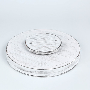Round Solid Wood <b>Tray</b> Whitewashed Retro Style For Table <b>Storage</b> Decorative Fruit Dish Grayish White Black Walnut Color - Product Image 3