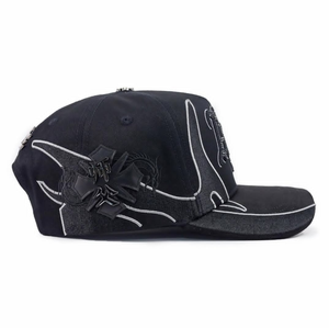 Gorras de Béisbol Personalizadas al por Mayor con Bordado 3D, 5 Paneles, Pedrería, Gorras de Gamuza Negras Originales - Product Image 4