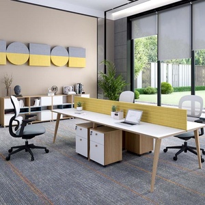 New Design Yellow Screen Wooden Office Furniture Cubicle 2 4 6 Seaters Office Workstation <b>Desk</b> - Product Image 5