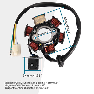 GOOFIT Bobine 6 Pôles 5 Fils Prise Femelle AC Demi-Vague <span class=keywords><strong>Stator</strong></span> d'<span class=keywords><strong>Allumage</strong></span> Magnéto de Remplacement pour Moteur GY6 50cc-125cc ATV Quad Pocket - Product Image 2