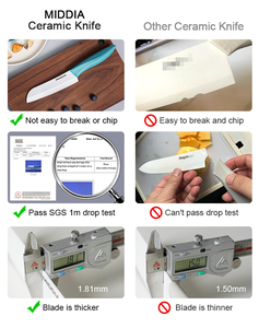 Bộ dao nấu ăn chuyên nghiệp MIDDIA 2 món, dao đầu bếp và dao gọt hoa quả bằng gốm đen - Product Image 4