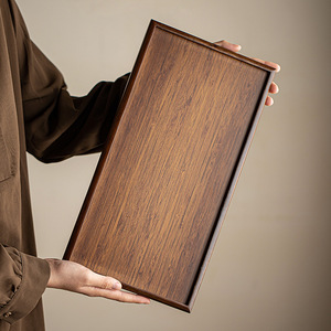Chinese-style rectangular bamboo <b>tray</b>, walnut color, suitable for home use as a <b>tea</b> serving <b>tray</b> or Japanese-style dessert <b>tray</b>. - Product Image 3