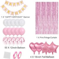 Décoration d'anniversaire pour garçon et fille, guirlande de ballons Joyeux Anniversaire, décorations de fête d'anniversaire rose
