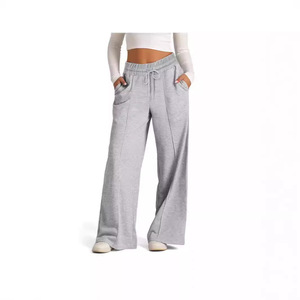 Pantalon large décontracté style européen et américain automne-hiver 2026, <span class=keywords><strong>taille</strong></span> haute avec cordon de serrage, couleur unie, anti-plis pour <span class=keywords><strong>femme</strong></span> - Product Image 3