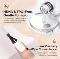 Couche de base pour les ongles sans Hema MissGel personnalisée OEM Marque privée TPO Gel Uv Soak off 15ml sans HEMA ni TPO Couche de finition sans essuyage