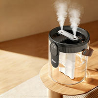 Diffuseur d'aromathérapie portable mini à remplissage par le haut, réservoir de 1,4 L, 3 modes de brumisation, silencieux, branchement USB, humidificateur ultrasonique pour la maison et l'extérieur
