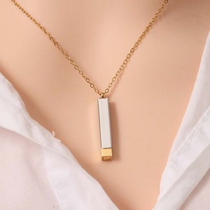 सस्ती कीमत मिरर पॉलिश स्टेनलेस स्टील पेंडेंट महिला पुरुष आभूषण ब्लैंक मेटल कस्टम लोगो नाम हिडन बार नेकलेस - Product Image 6