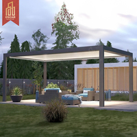 Pergola Bioclimatique Motorisée Murale 4mx3m, Gazebo, Baldachin et Pavillon, Pergola Extérieure Rétractable à Lames pour Jardin