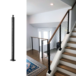 Poteau de garde-corps en fil noir mat SUS pour pont extérieur Escaliers de conception simple Système de garde-corps de câble en tube carré <span class=keywords><strong>Alu</strong></span> <span class=keywords><strong>Balustrade</strong></span> - Product Image 2