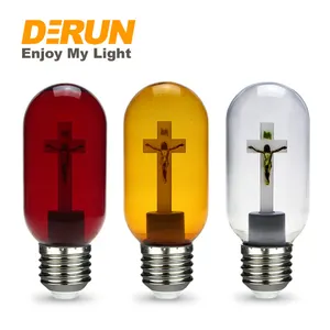 Yellow Red Clear Multi-color Glass Cover 4W 110V 220V T45 Jesus Cross LED Religious bulb with CE RoHS , DEC-CROSS