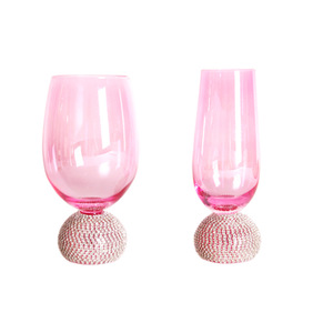 Verre à <span class=keywords><strong>vin</strong></span> et à whisky à pied haut, style féerique, moderne et simple, en forme de flûte, avec motif diamant <span class=keywords><strong>rose</strong></span> décoratif - Product Image 1