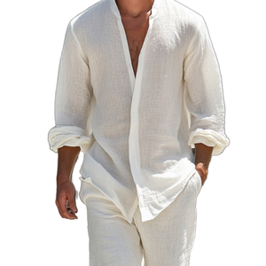 <b>Men's</b> Loose Cotton/Bamboo Fiber O-Neck <b>Long</b> Sleeve Thick Raised Rubber Print Sportswear <b>Jacket</b> - Product Image 1