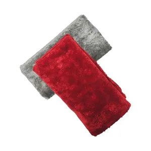 Double Sided Long Pile Coral Fleece Towel Quick-Dry Edgeless Plush Car Polishing Cloth Solid Color Woven Microfiber Long Lasting